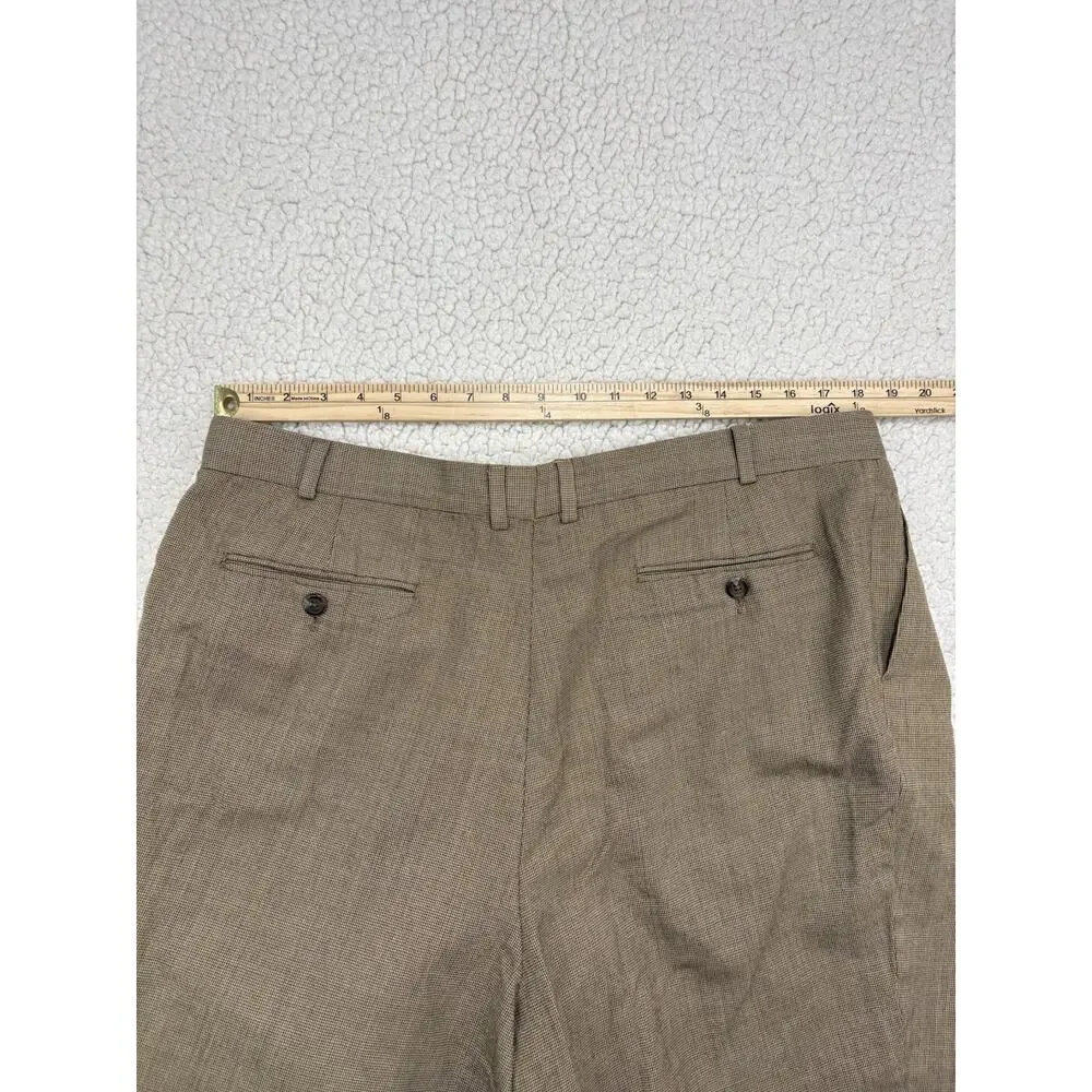 Lauren Ralph Lauren Mens Wool Dress Pants Total Comfort Pleated Cuff 36X30 Brown